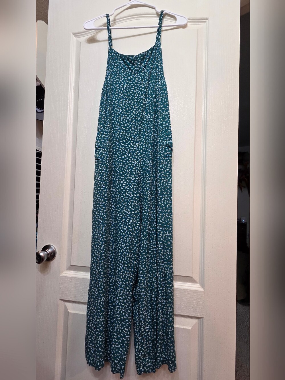 Teal Floral Wide-Leg Jumpsuit